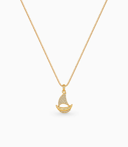Gold Plated Boat Design AD Chain & Pendant