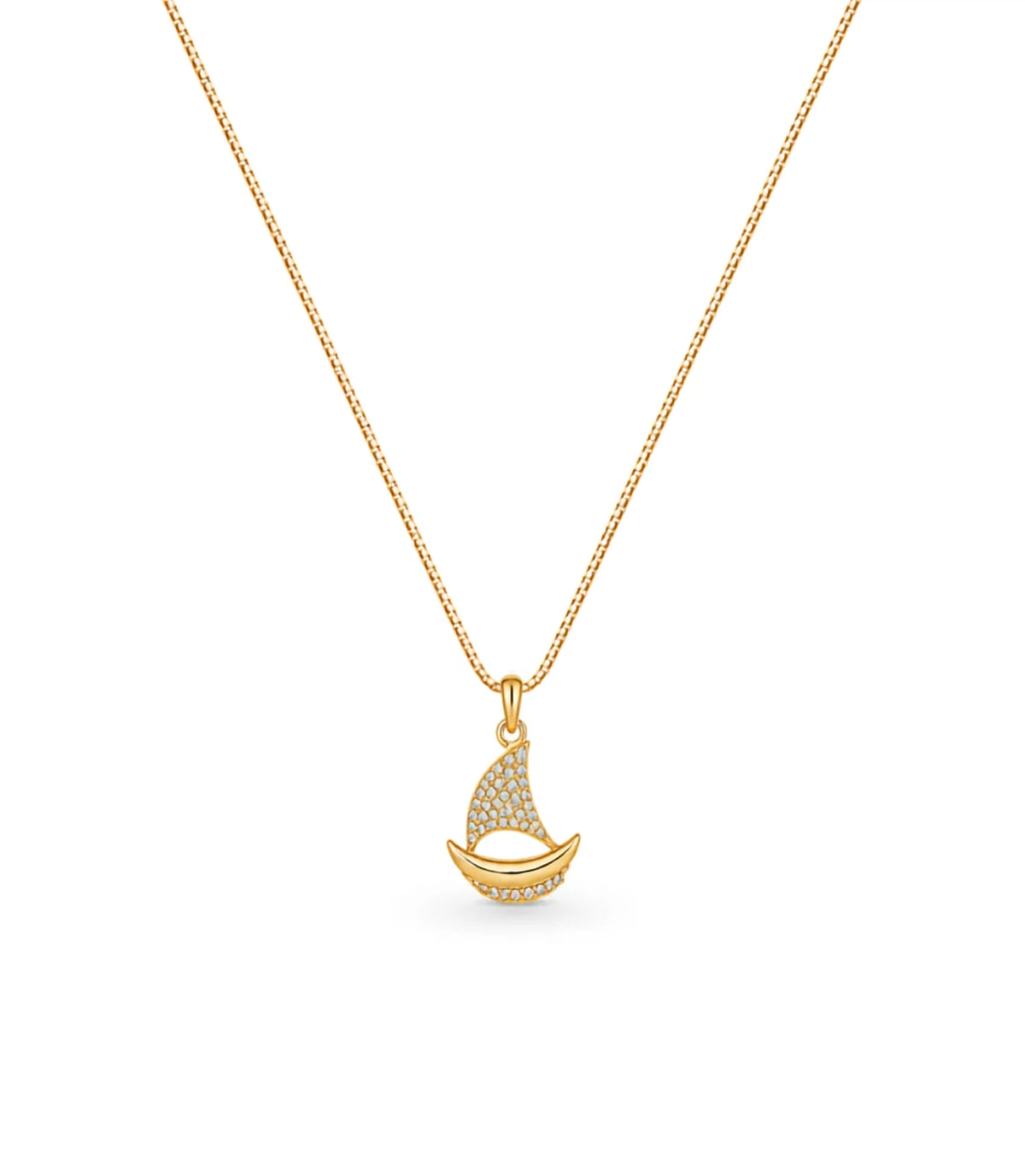 Gold Plated Boat Design AD Chain & Pendant