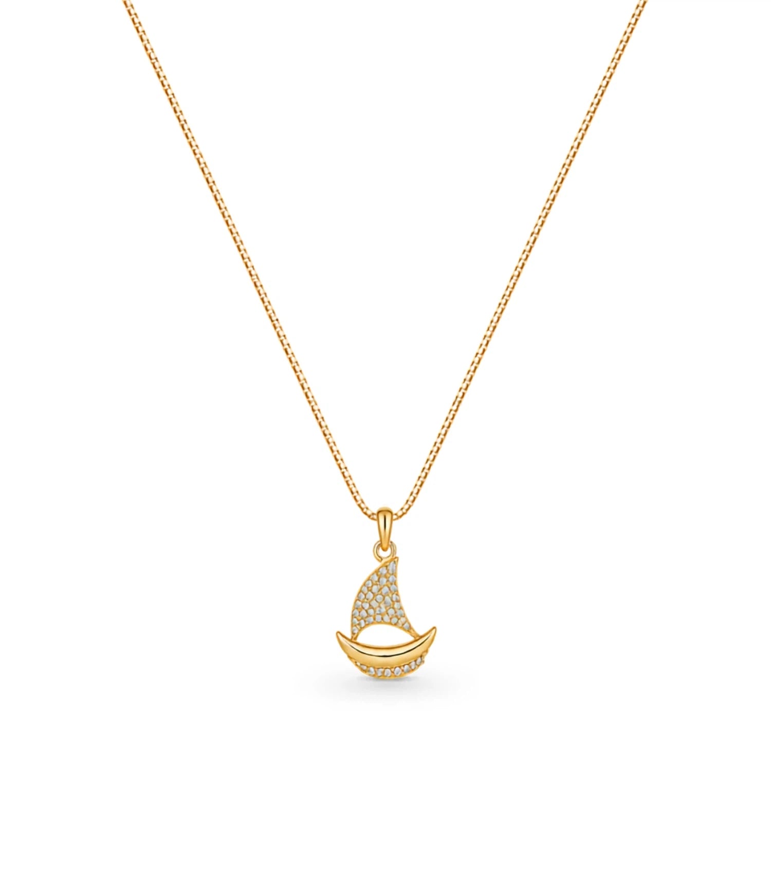 Gold Plated Boat Design AD Chain & Pendant