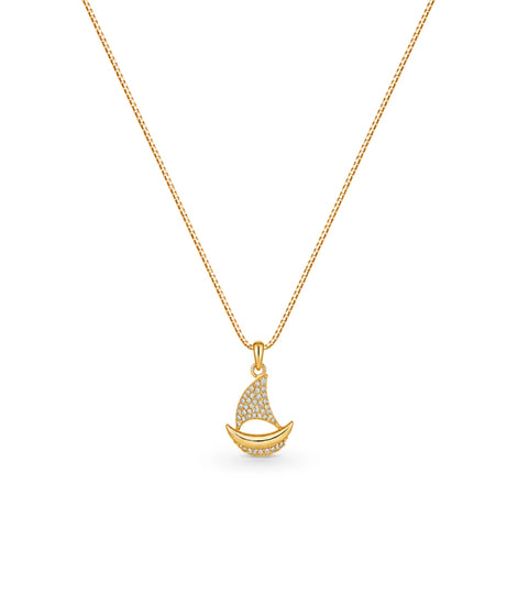 Gold Plated Boat Design AD Chain & Pendant