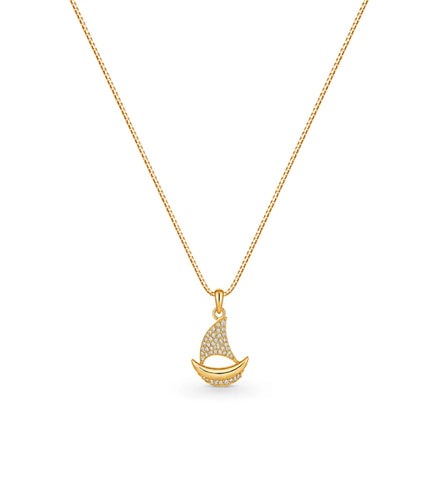 Gold Plated Boat Design AD Chain & Pendant