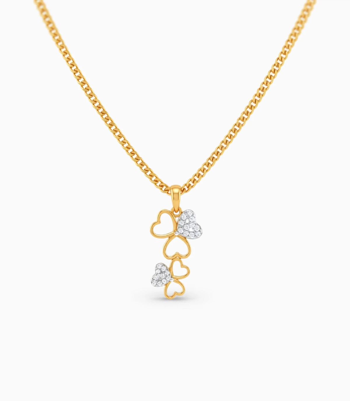 Gold Plated AD Floral Tiered Chain & Pendant