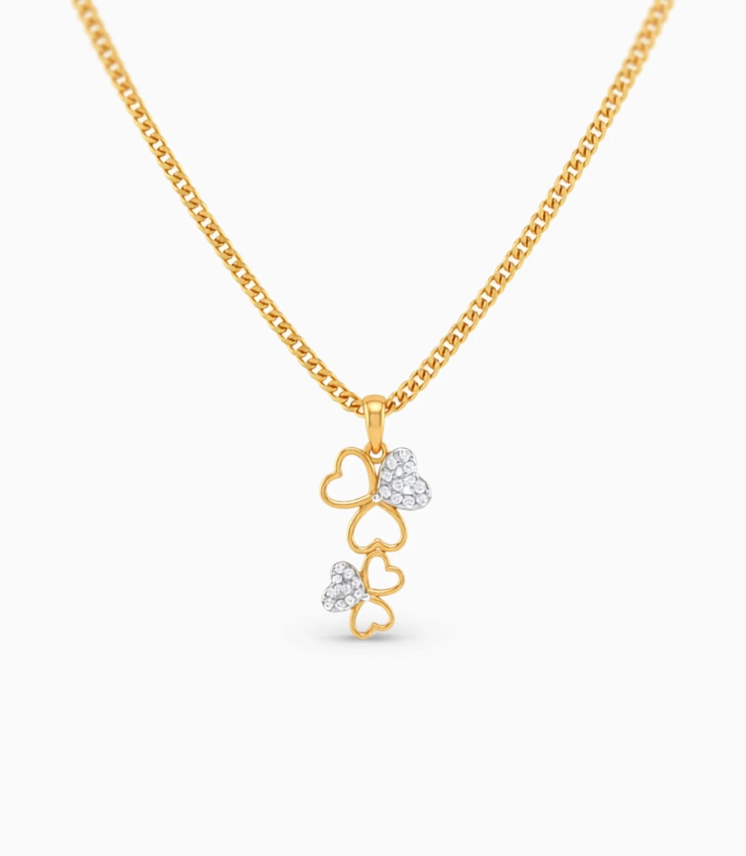 Gold Plated AD Floral Tiered Chain & Pendant