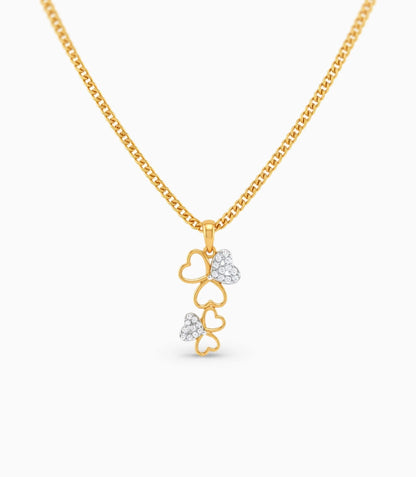 Gold Plated AD Floral Tiered Chain & Pendant