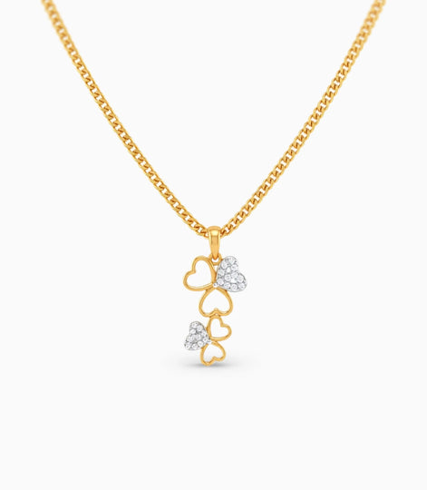 Gold Plated AD Floral Tiered Chain & Pendant