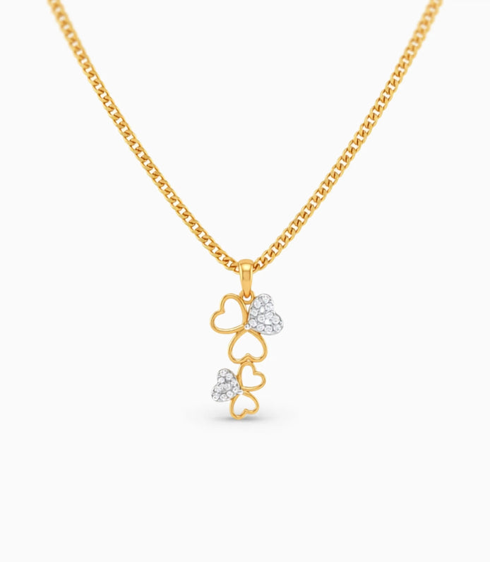 Gold Plated AD Floral Tiered Chain & Pendant