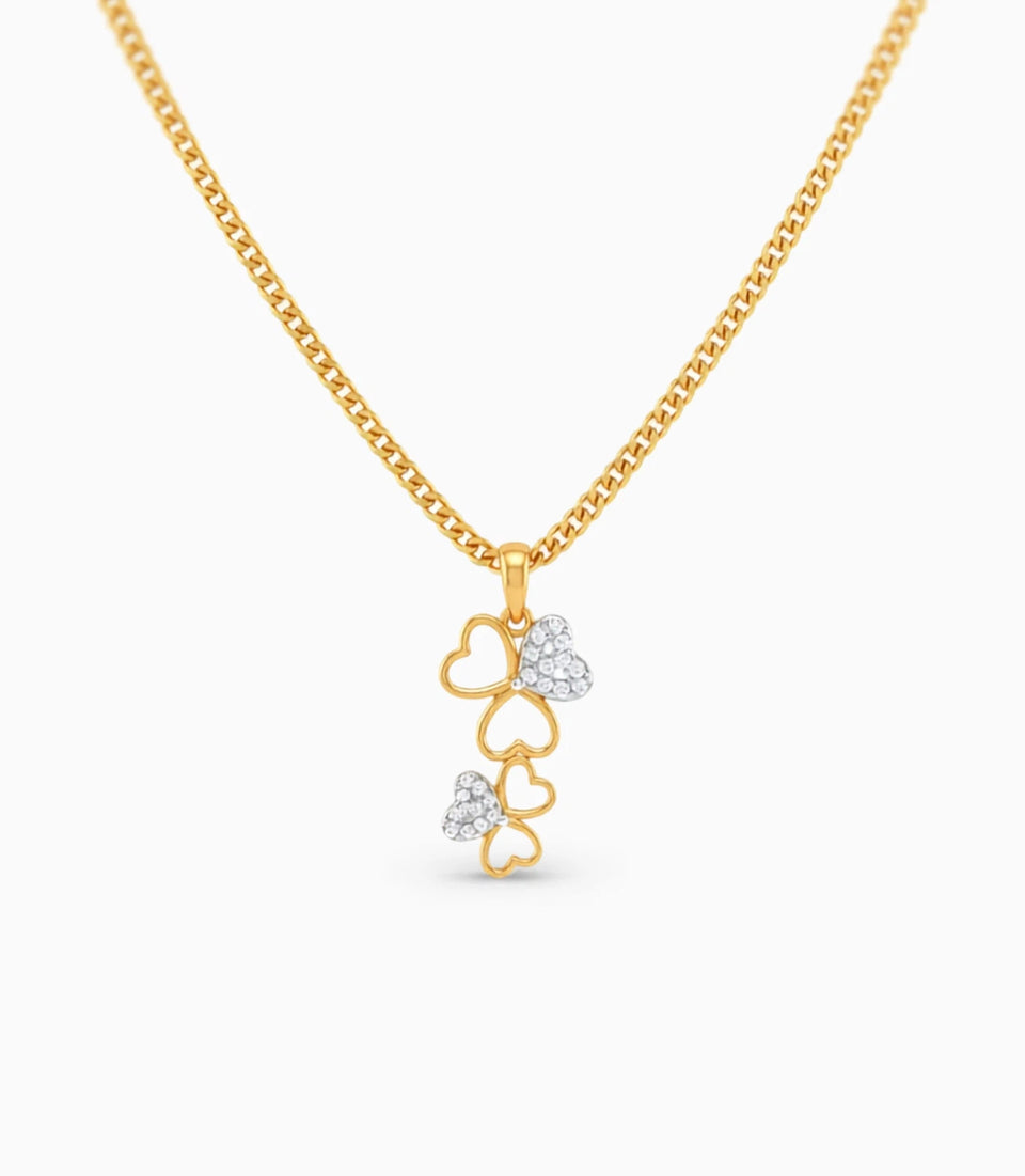 Gold Plated AD Floral Tiered Chain & Pendant