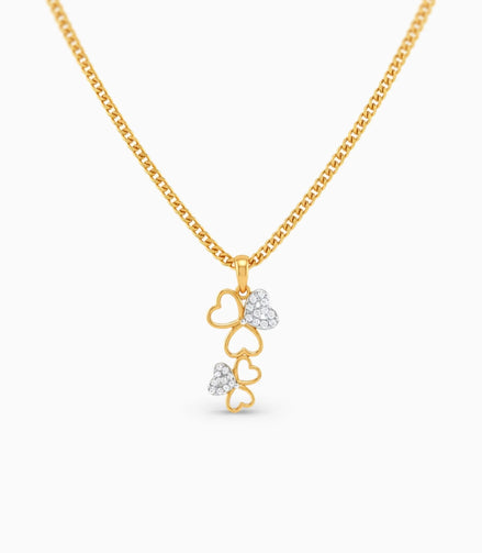 Gold Plated AD Floral Tiered Chain & Pendant