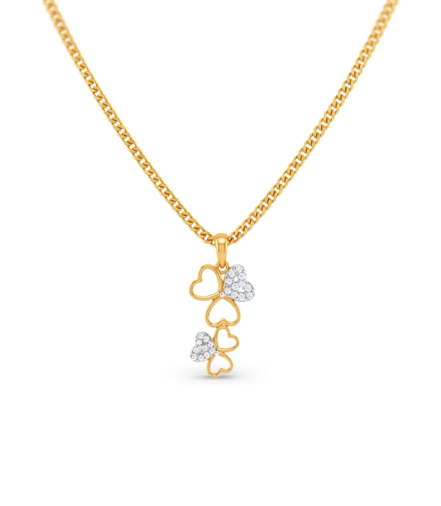Gold Plated AD Floral Tiered Chain & Pendant