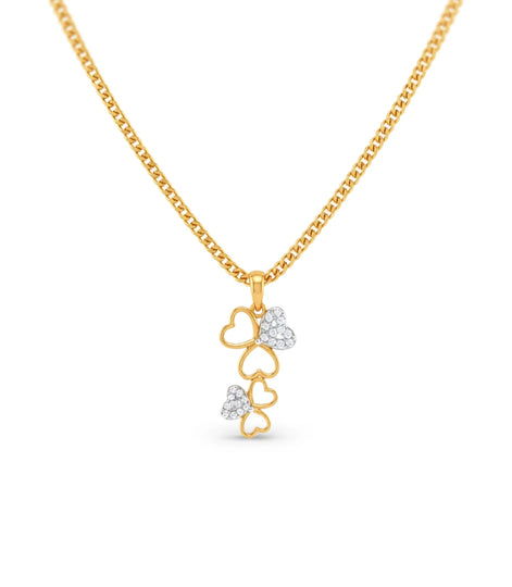 Gold Plated AD Floral Tiered Chain & Pendant