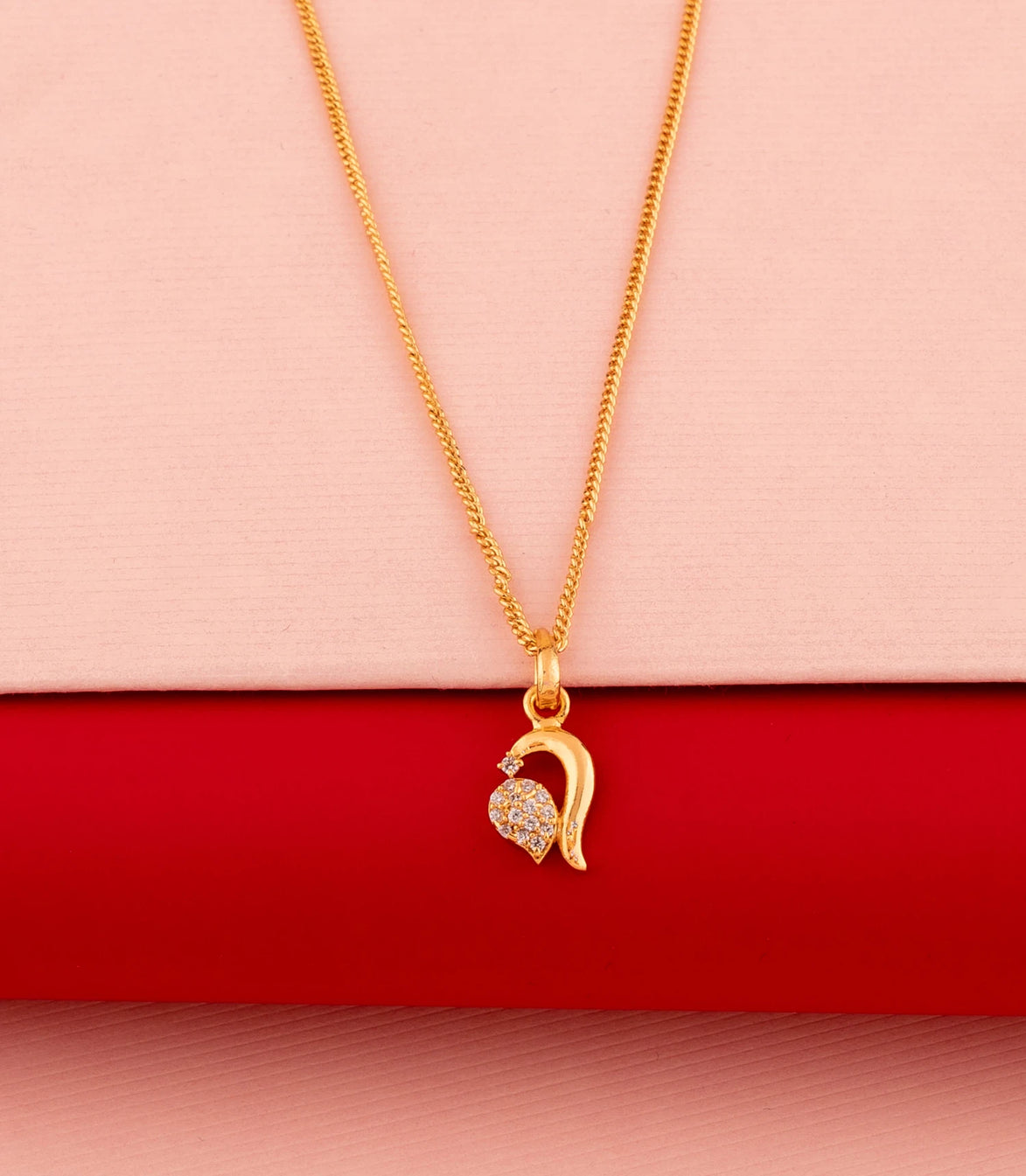 Gold Plated AD Abstract Swirl Chain & Pendant