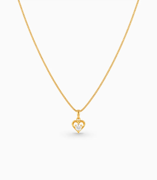 Gold Plated AD Single Stone Heart Chain & Pendant