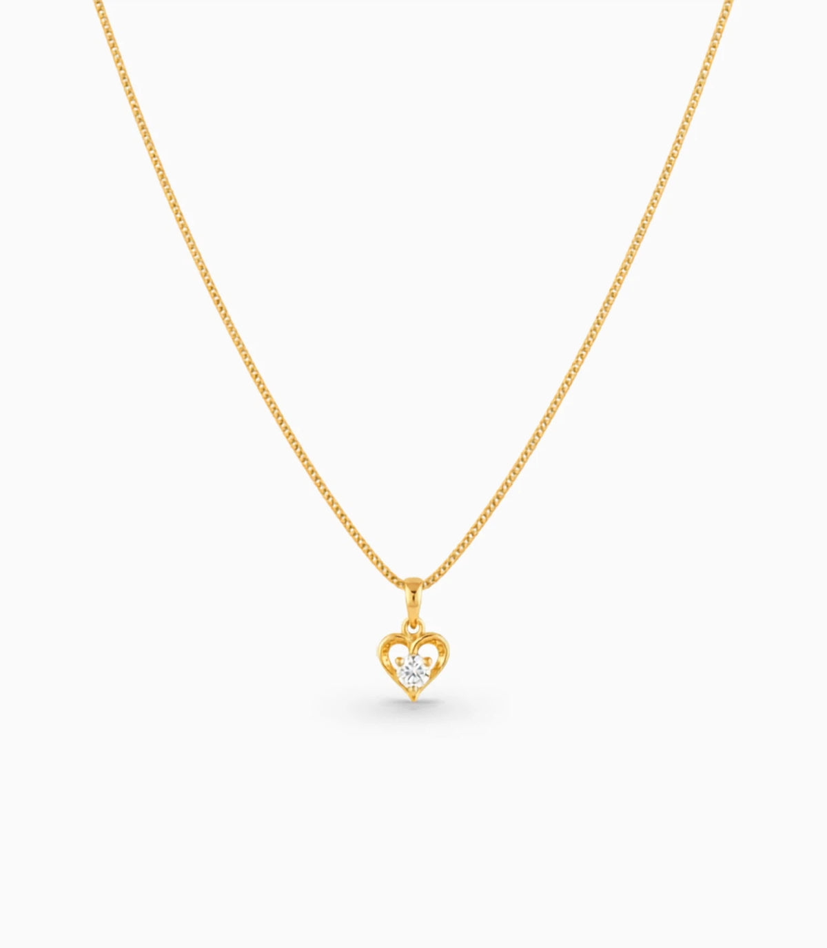 Gold Plated AD Single Stone Heart Chain & Pendant
