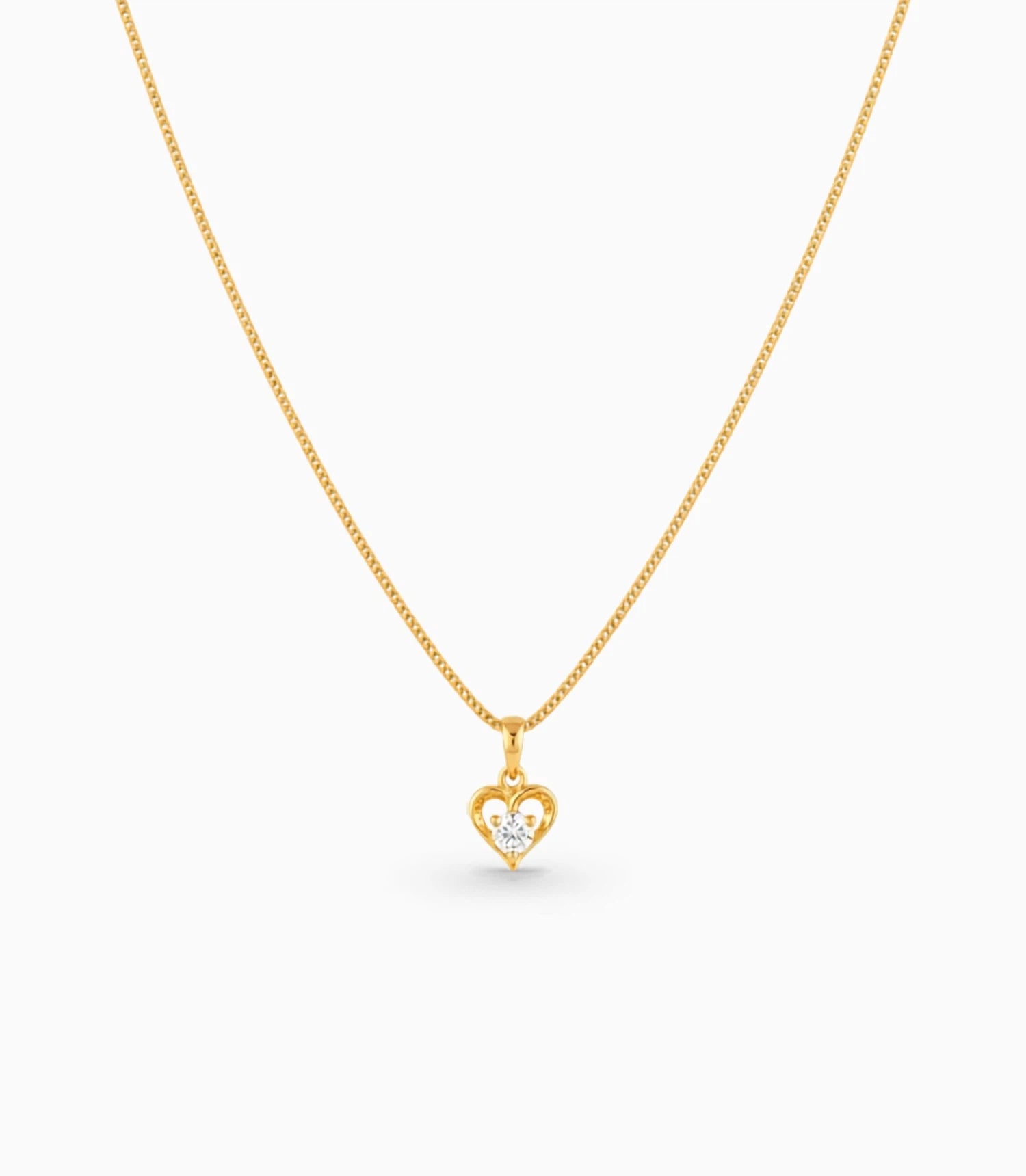 Gold Plated AD Single Stone Heart Chain & Pendant