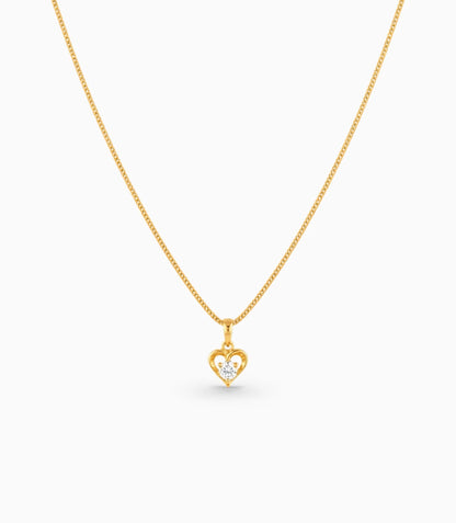 Gold Plated AD Single Stone Heart Chain & Pendant