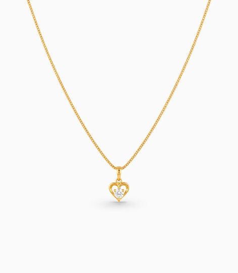 Gold Plated AD Single Stone Heart Chain & Pendant