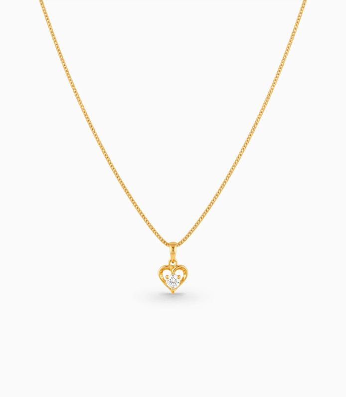 Gold Plated AD Single Stone Heart Chain & Pendant