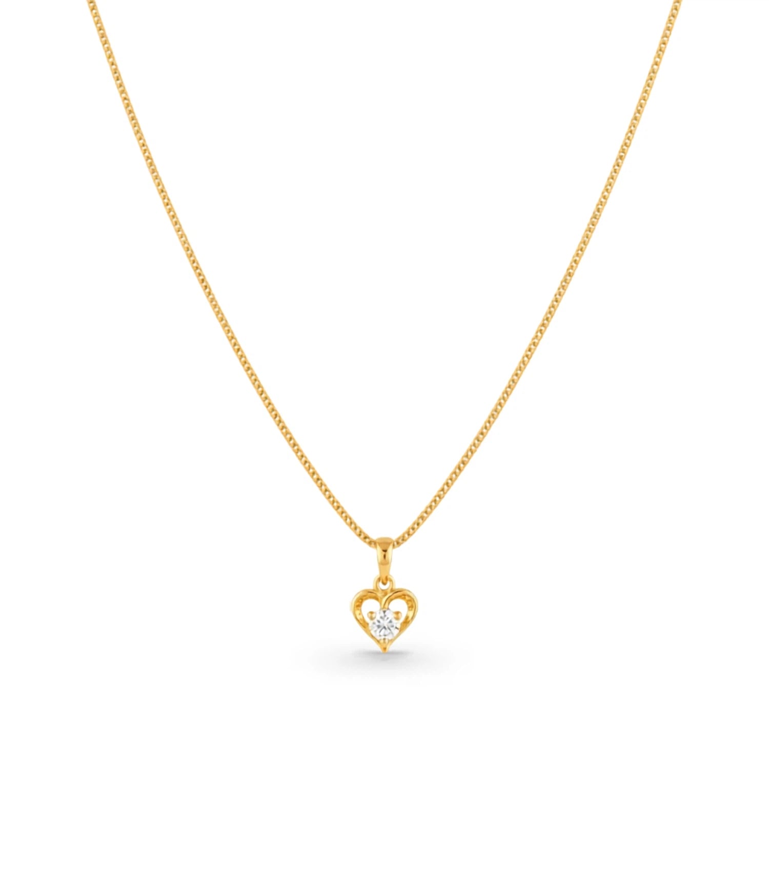 Gold Plated AD Single Stone Heart Chain & Pendant