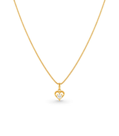 Gold Plated AD Single Stone Heart Chain & Pendant