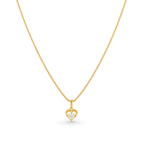 Gold Plated AD Single Stone Heart Chain & Pendant