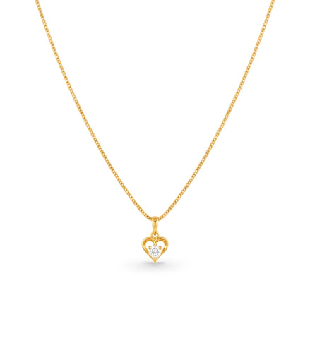 Gold Plated AD Single Stone Heart Chain & Pendant
