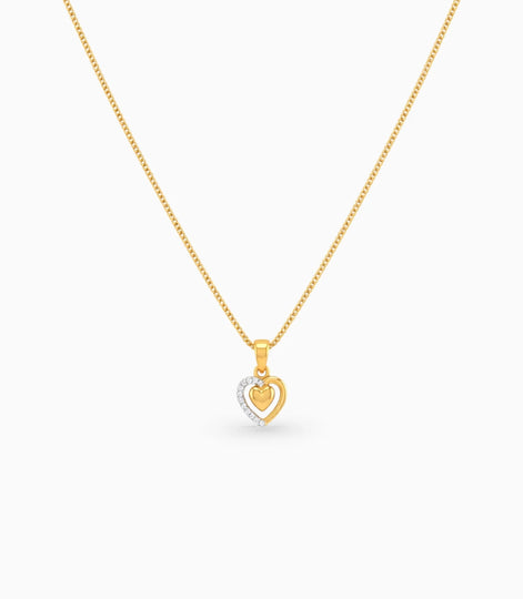 Gold Plated AD Stone Heart Chain & Pendant