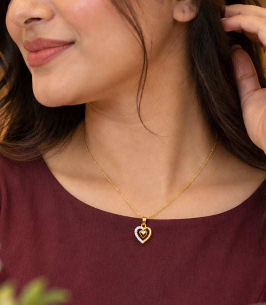 Gold Plated AD Stone Heart Chain & Pendant