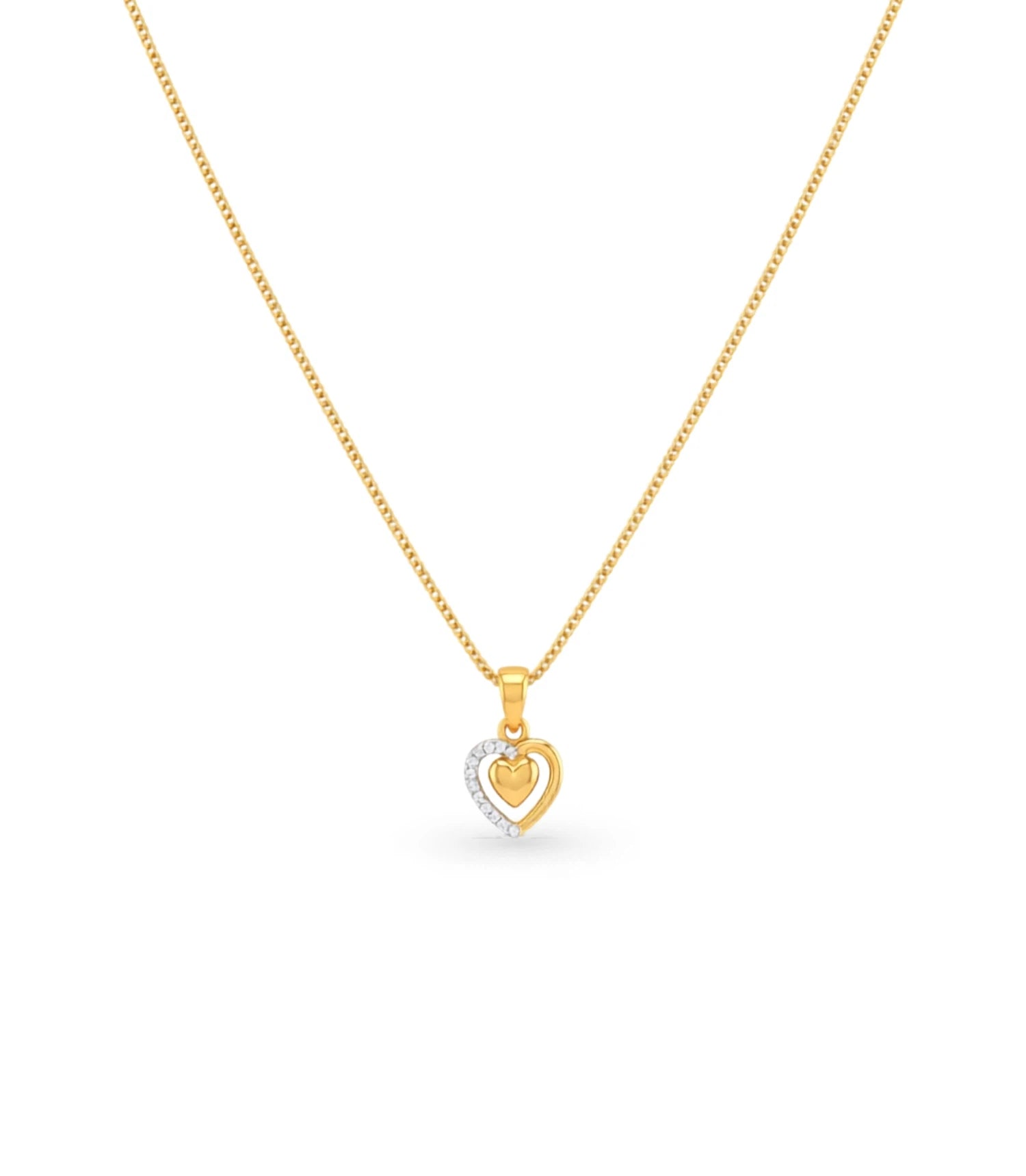 Gold Plated AD Stone Heart Chain & Pendant