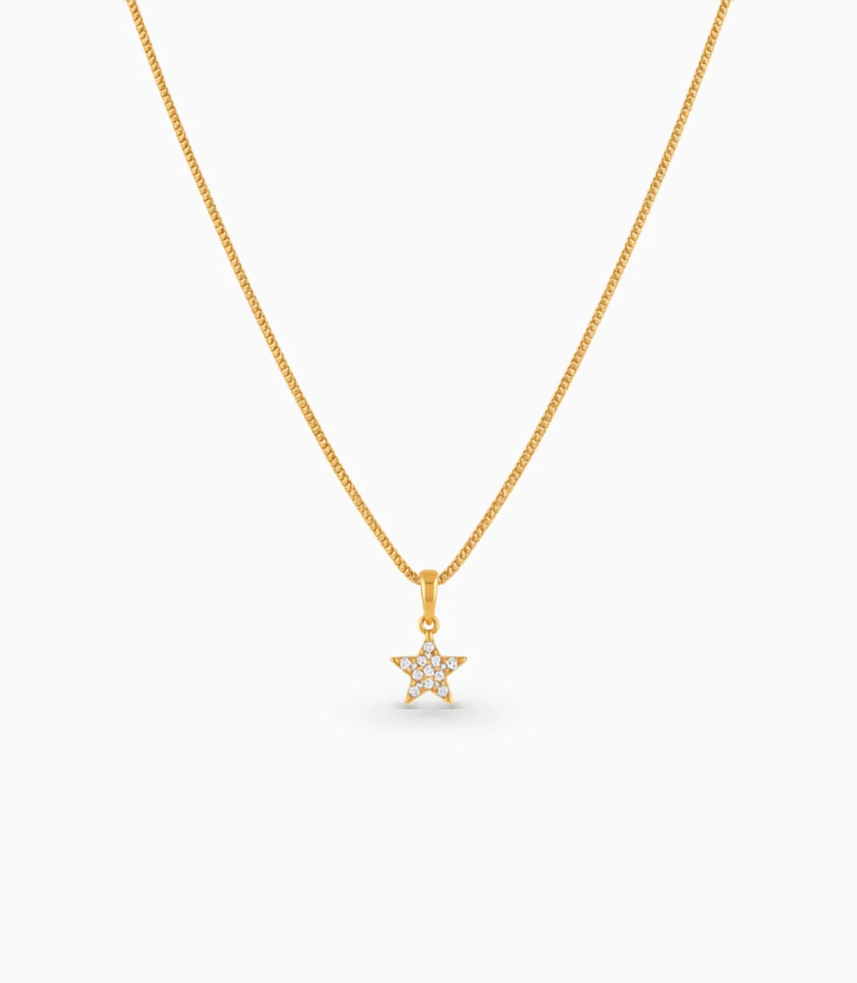Gold Plated AD Five-Point Star Pendant Chain