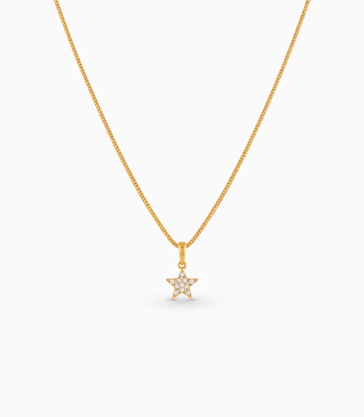 Gold Plated AD Five-Point Star Pendant Chain