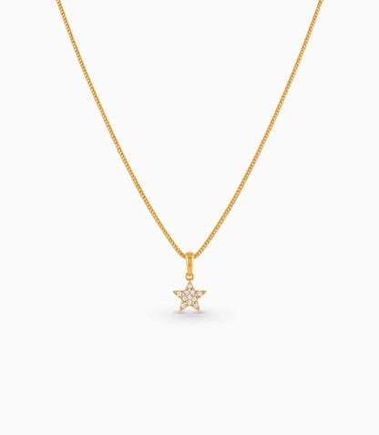 Gold Plated AD Five-Point Star Pendant Chain