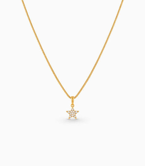 Gold Plated AD Five-Point Star Pendant Chain