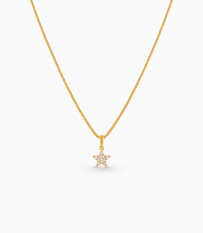 Gold Plated AD Five-Point Star Pendant Chain