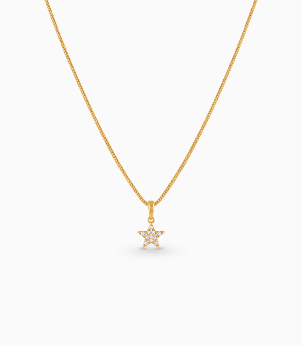 Gold Plated AD Five-Point Star Pendant Chain