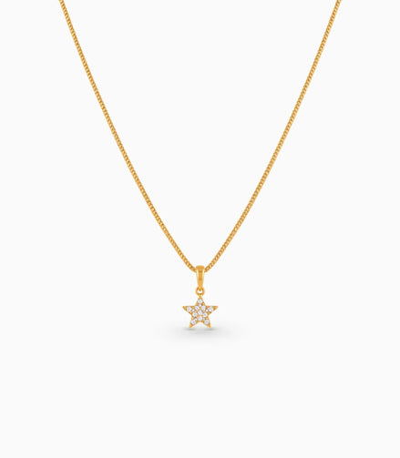 Gold Plated AD Five-Point Star Pendant Chain