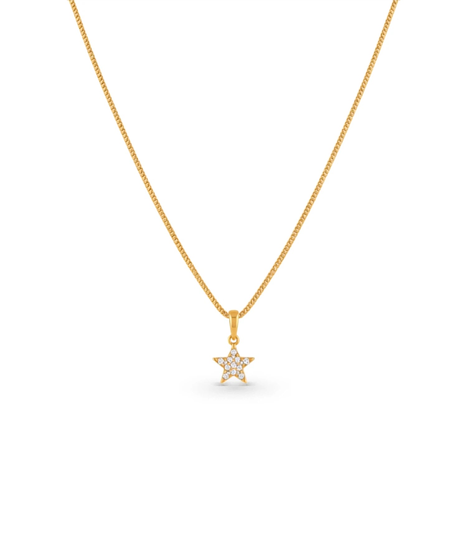 Gold Plated AD Five-Point Star Pendant Chain