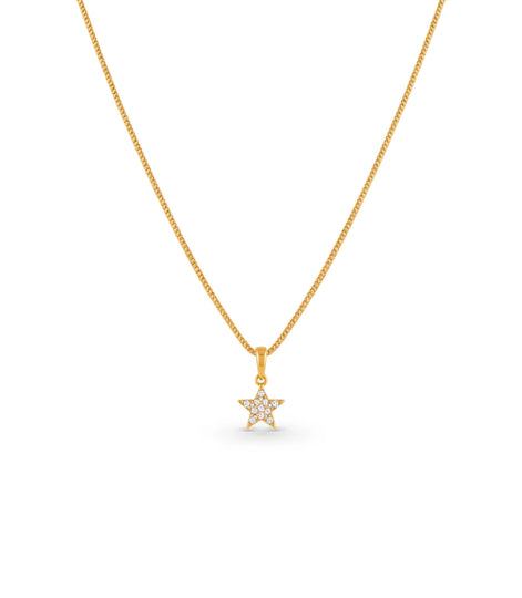 Gold Plated AD Five-Point Star Pendant Chain