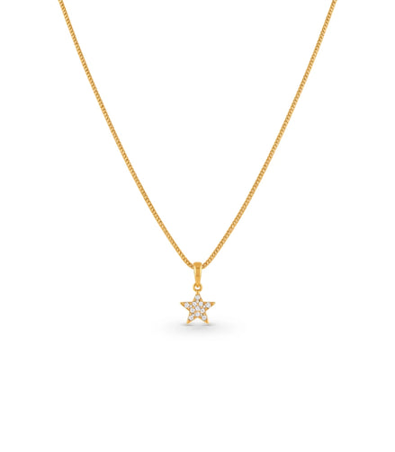 Gold Plated AD Five-Point Star Pendant Chain