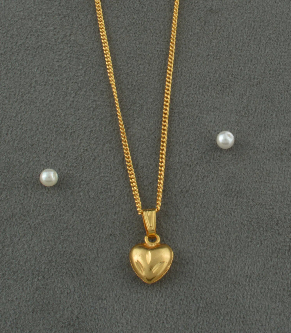 Gold Plated Heart Pendant Chain & Pendant