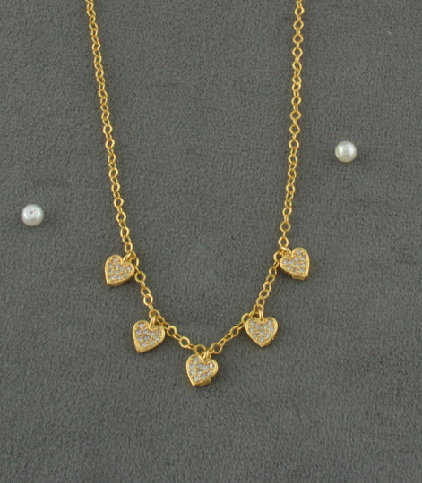 Gold Plated Stylish Heart AD Chain & Pendant