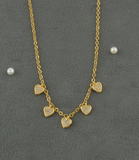 Gold Plated Stylish Heart AD Chain & Pendant