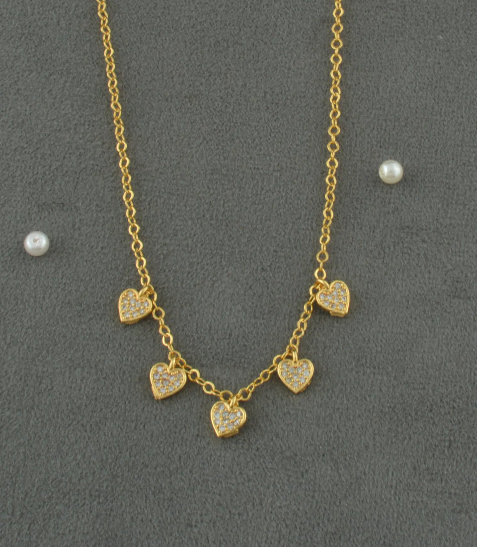 Gold Plated Stylish Heart AD Chain & Pendant