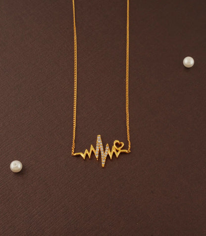 Gold Plated Heartbeat AD Chain Pendant