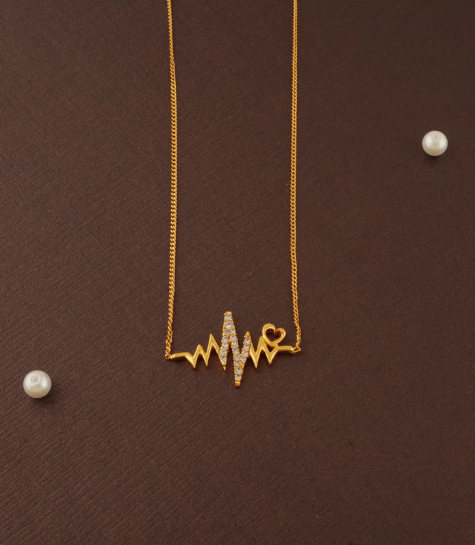 Gold Plated Heartbeat AD Chain Pendant