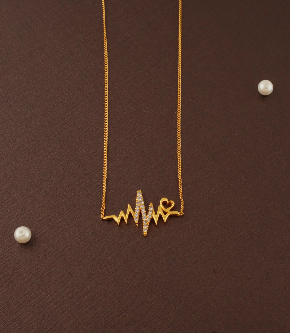Gold Plated Heartbeat AD Chain Pendant