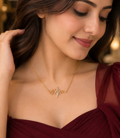 Gold Plated Heartbeat AD Chain Pendant