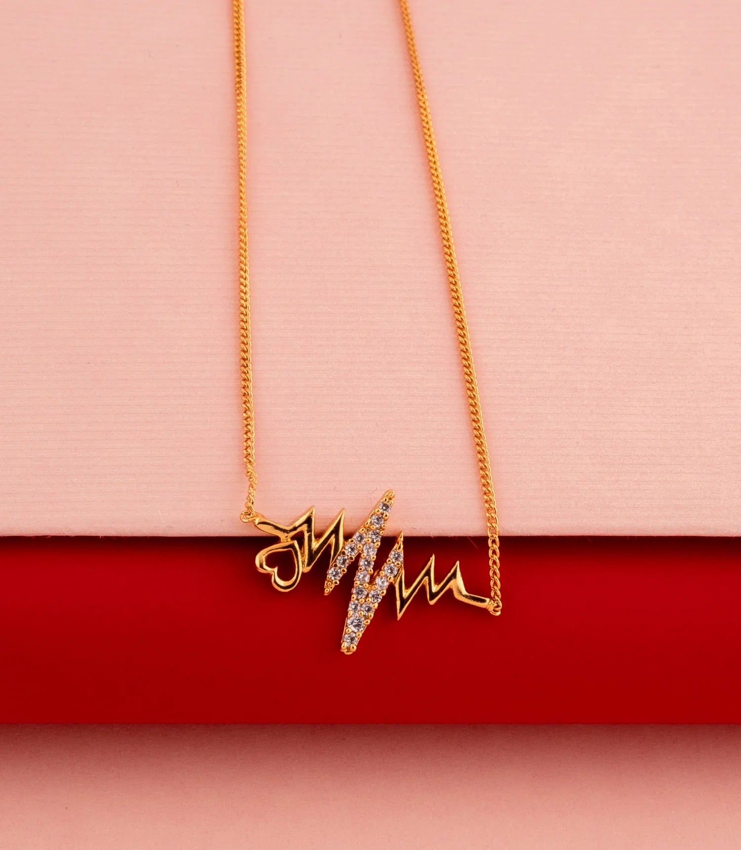 Gold Plated Heartbeat AD Chain Pendant