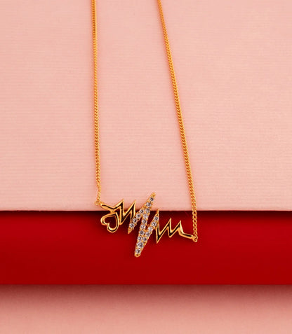 Gold Plated Heartbeat AD Chain Pendant