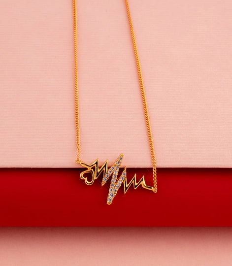 Gold Plated Heartbeat AD Chain Pendant