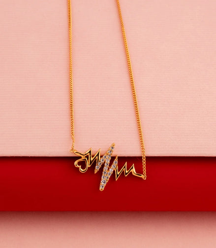 Gold Plated Heartbeat AD Chain Pendant